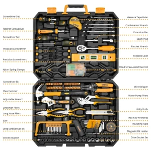 DEKO 228Pcs Socket Wrench Auto Repair Tool Combination Package Mixed Tool Set Hand Tool Kit with Plastic Toolbox Storage Case 2