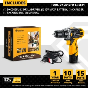 DEKO Cordless Drill 12V 16V 20V Mini Wireless Power tools DC Lithium-Ion Akku Electric Screwdriver Home DIY Drilling Machine 8
