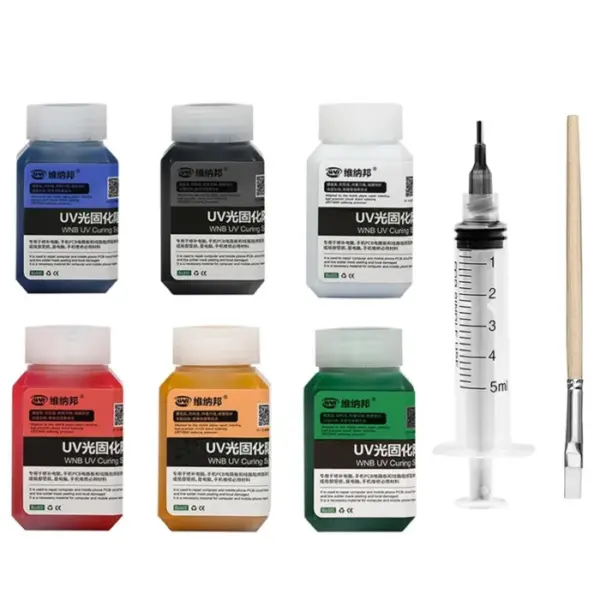 100g 4-IN-1 UV Curing BGA PCB Solder Mask Ink Green/Black/Blue/Red/Yellow/White Welding Oil Paint Prevent Corrosive Arcing 1