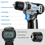DEKO 8V Cordless Drill Set 3/8 2