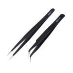 2pcs/lot Anti-static Precision Tweezers Set Pointed Curved Stainless Steel ESD Tweezer Electronics Repair Tools 1