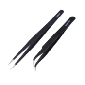 2pcs/lot Anti-static Precision Tweezers Set Pointed Curved Stainless Steel ESD Tweezer Electronics Repair Tools 1