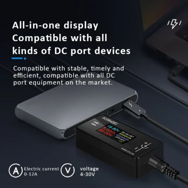 KWS-DC28 Interface Tester 4-30V 12A Voltage Current Tester Digital Voltmeter Ammeter 0.96 Inch TFT Color Screen Power Meter 5