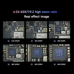 MECHANIC ROBOT 6560T-B11 Trinocular Stereo Industrial Microscope 6.5-60X Continuous Zoom WF10X25 Eyepiece 0.45X Camera Adapter 4