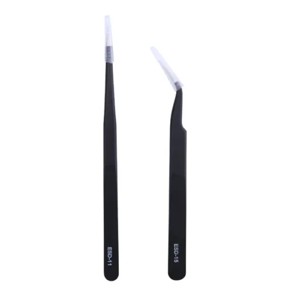 2pcs/lot Anti-static Precision Tweezers Set Pointed Curved Stainless Steel ESD Tweezer Electronics Repair Tools 3