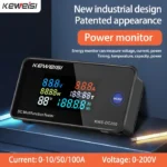 KWS DC Power Monitor Digital Display Voltage Current Meter with Reset Function Color Screen Power Tester Detector 0-200V 0-100A 1
