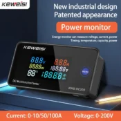 KWS DC Power Monitor Digital Display Voltage Current Meter with Reset Function Color Screen Power Tester Detector 0-200V 0-100A 1