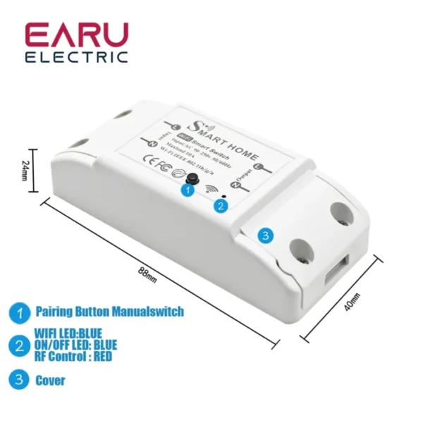 WiFi Zigbee 10A Smart Switch Breaker Module Wireless Remote Switch Alexa Google Home by Tuya eWeLink APP Remote Voice Control 2