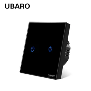 UBARO Eu Wall Touch Switch Luxury Glass Panel Led Indicator Power Light Sensor Button Live Wire Control Switches 1/2/3 Gang 9