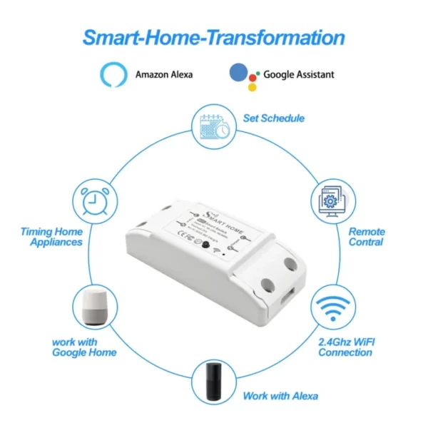 WiFi Zigbee 10A Smart Switch Breaker Module Wireless Remote Switch Alexa Google Home by Tuya eWeLink APP Remote Voice Control 4