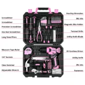 DEKO 126Pcs Power Tool Combo Kits with 8V Cordless Drill,10MM 3/8'' Keyless Chuck,Professional Home Household DIY Hand Tool Kits 2
