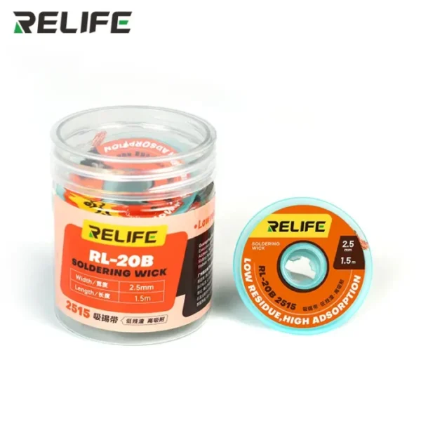 RELIFE RL-20B Solder Wick Braid With Flux No-Clean Electronic, Desoldering Wick Braid Remover.Tin Sucker Cable For PCB BGA SMT 4