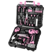 DEKO 126Pcs Power Tool Combo Kits with 8V Cordless Drill,10MM 3/8'' Keyless Chuck,Professional Home Household DIY Hand Tool Kits 1