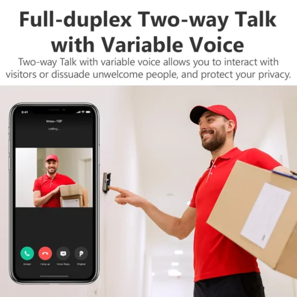 IMOU Video Doorbell 2S Set 5000mAh Rechargeable Battery 30°Pan Lens Human Detection Two-way Talk Waterproof 100% Wire-Free Chime 5