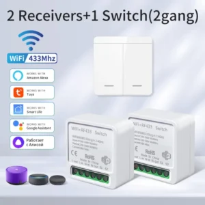 Tuya WiFi Smart Light Switch Smart Home Wireless RF 433mhz Push Button Wall Switch Via Alexa Google Home Alice Smart Life App 12