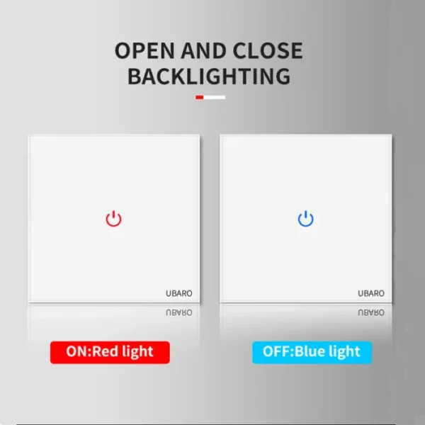 UBARO Eu Wall Touch Switch Luxury Glass Panel Led Indicator Power Light Sensor Button Live Wire Control Switches 1/2/3 Gang 4