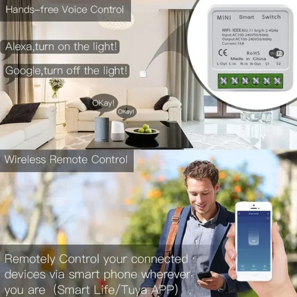 Tuya Smart WiFi Switch 16A 20A Breaker RF433Mhz Relay Module 2-way Control Smart Life APP Remote Support Alexa Google Home 5
