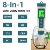 8 IN 1 Water Quality Tester PH Test Pen Salinity/PH/TDS/EC/ORP/SG/H2/TEMP Drinking Water Test Analysis Instruments For Aquarium 1