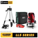DEKO LL5 Series 5 Line 6 Points Punainen/Vihreä Laser Level Self-leveling Horizontal&Vertical 360 Degree Adjustment Higher Visibility 1