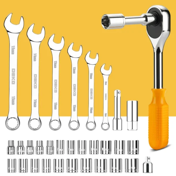 DEKO 228Pcs Socket Wrench Auto Repair Tool Combination Package Mixed Tool Set Hand Tool Kit with Plastic Toolbox Storage Case 6
