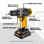 DEKO 12/16/20V Cordless Drill 2 Speed Rechargeable Electric Screwdriver Lithium Akku  Power Tools combination box 2