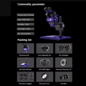 MECHANIC ROBOT 6560T-B11 Trinocular Stereo Industrial Microscope 6.5-60X Continuous Zoom WF10X25 Eyepiece 0.45X Camera Adapter 6