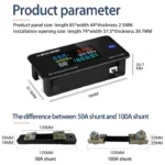 KWS DC Power Monitor Digital Display Voltage Current Meter with Reset Function Color Screen Power Tester Detector 0-200V 0-100A 4