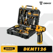 DEKO 126Pcs Power Tool Combo Kits with 8V Cordless Drill,10MM 3/8'' Keyless Chuck,Professional Home Household DIY Hand Tool Kits 1