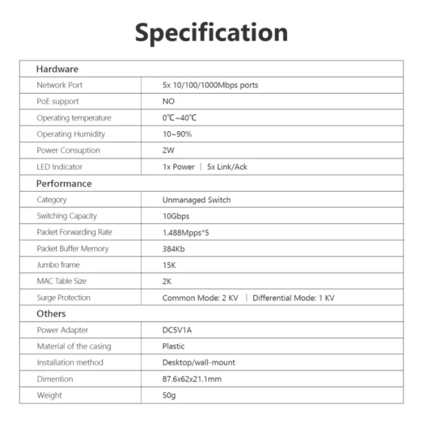 IMOU Gigabit Switch 5/8 Ports 1000mbps Network Switch Mini Ethernet Switch Smart Switcher RJ45 Hub Internet Injector 3