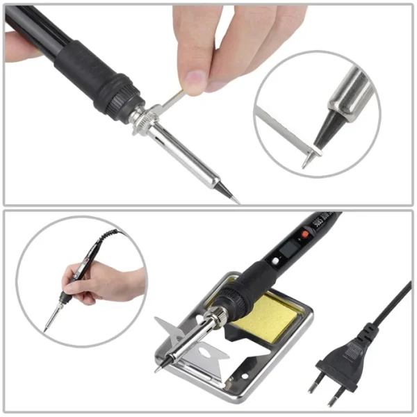 JCD 80W Electric Soldering Iron Kit LCD Display Temperature Adjustable 220V 110V With Solder Paste Iron Tips Welding Tools Set 6