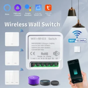 Tuya WiFi Smart Light Switch Smart Home Wireless RF 433mhz Push Button Wall Switch Via Alexa Google Home Alice Smart Life App 1