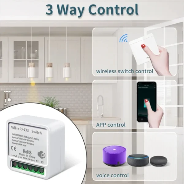 Tuya WiFi Smart Light Switch Smart Home Wireless RF 433mhz Push Button Wall Switch Via Alexa Google Home Alice Smart Life App 6