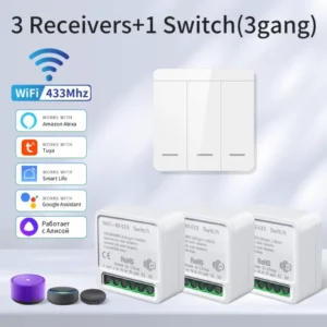 Tuya WiFi Smart Light Switch Smart Home Wireless RF 433mhz Push Button Wall Switch Via Alexa Google Home Alice Smart Life App 11