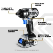 DEKO 20V DKBW20XL01 MAX Cordless Brushless Wrench 350N.m High Torque Electric Impact Wrench DIY Power Tools 2