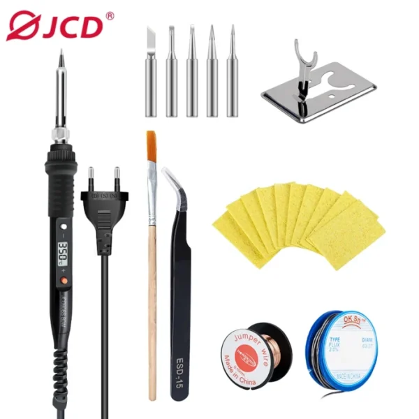 JCD 60W/80W Electric Soldering Iron Adjustable Temperature Digital Display Electronic Welding Repair Tools With Solder Tin Iron 1