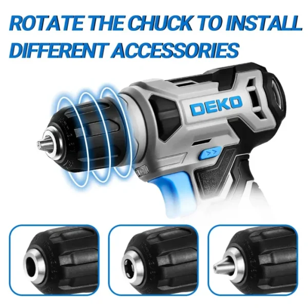 DEKO 8V Cordless Drill Set 3/8 5
