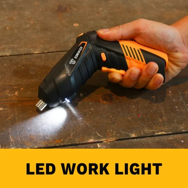 DEKO DKCS3.6O1 Cordless Electric Screwdriver Rechargeable Power akku Screwdriver Twistable Handle LED Torch Power Tool 4