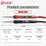 JCD 80W Digital Electric Soldering Iron 908S Temperature Adjustable 220V 110V LCD Display Ceramic Heater Welding Repair Tool Kit 5