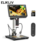 Elikliv EM4K 4K Microscope For Electronics 2000x 52MP HDMI Digital Microscope for PCB Inspection Repair with 10"Stand 8"Screen 1