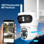 HFWVISION 9MP Wifi Security surveillance PTZ Camera Outdoor HD 3MP 3 Lens 3 Screen Ai Human Auto Tracking Smart Home CCTV Camera 4