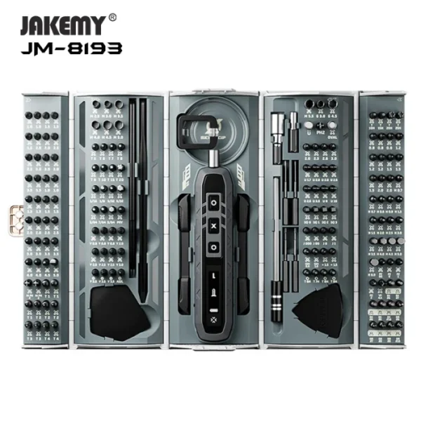 JAKEMY JM-8193 180-IN-1 Precision Cordless Electric Screwdriver Set Magnetic Bits Mobile Phone Glasses Electronic Repair Tools 4