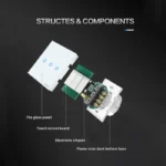 UBARO Eu Wall Touch Switch Luxury Glass Panel Led Indicator Power Light Sensor Button Live Wire Control Switches 1/2/3 Gang 5