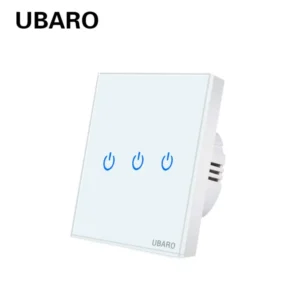UBARO Eu Wall Touch Switch Luxury Glass Panel Led Indicator Power Light Sensor Button Live Wire Control Switches 1/2/3 Gang 11