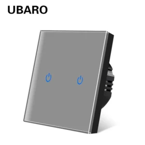 UBARO Eu Wall Touch Switch Luxury Glass Panel Led Indicator Power Light Sensor Button Live Wire Control Switches 1/2/3 Gang 7