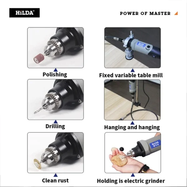 HILDA Electric Drill Rotary Tool Electric Tools Variable Speed 400W Mini Drill 6 position Rotary Tools mini grinding machine 6