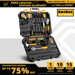 DEKO DKMT128/DKMT196 Home DIY Tool Set Auto Repair Combination Package Hand Tool Kit with Plastic Tool box, Screwdriver, Hammer 1