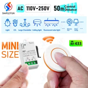 433Mhz Wireless Smart Light Switch AC 110V 220V 230V 10A Mini RF Relay Receiver Mini Transmitter for Remote Control Lamp LED Fan 1