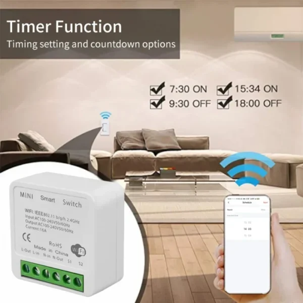 Tuya Smart WiFi Switch 16A 20A Breaker RF433Mhz Relay Module 2-way Control Smart Life APP Remote Support Alexa Google Home 4