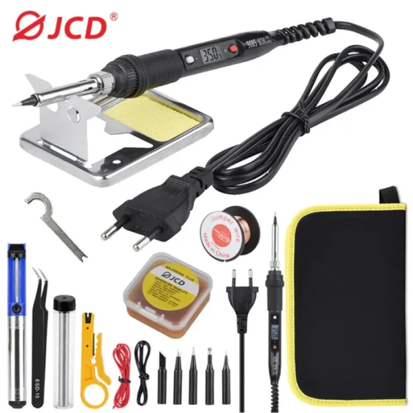JCD 80W Electric Soldering Iron Kit LCD Display Temperature Adjustable 220V 110V With Solder Paste Iron Tips Welding Tools Set 1