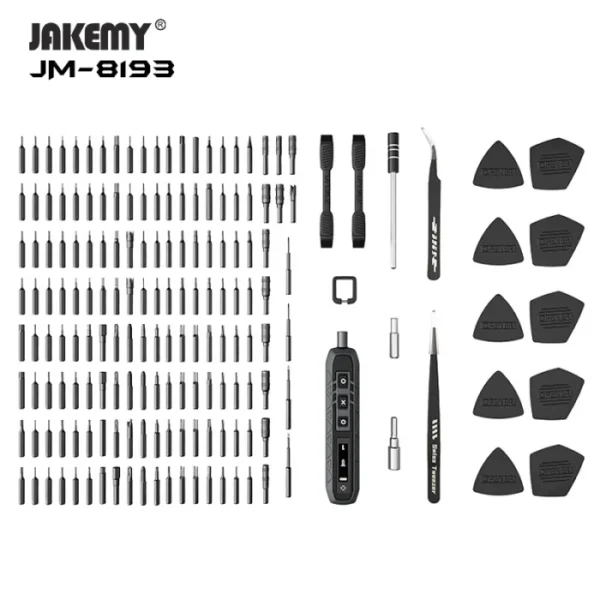 JAKEMY JM-8193 180-IN-1 Precision Cordless Electric Screwdriver Set Magnetic Bits Mobile Phone Glasses Electronic Repair Tools 5